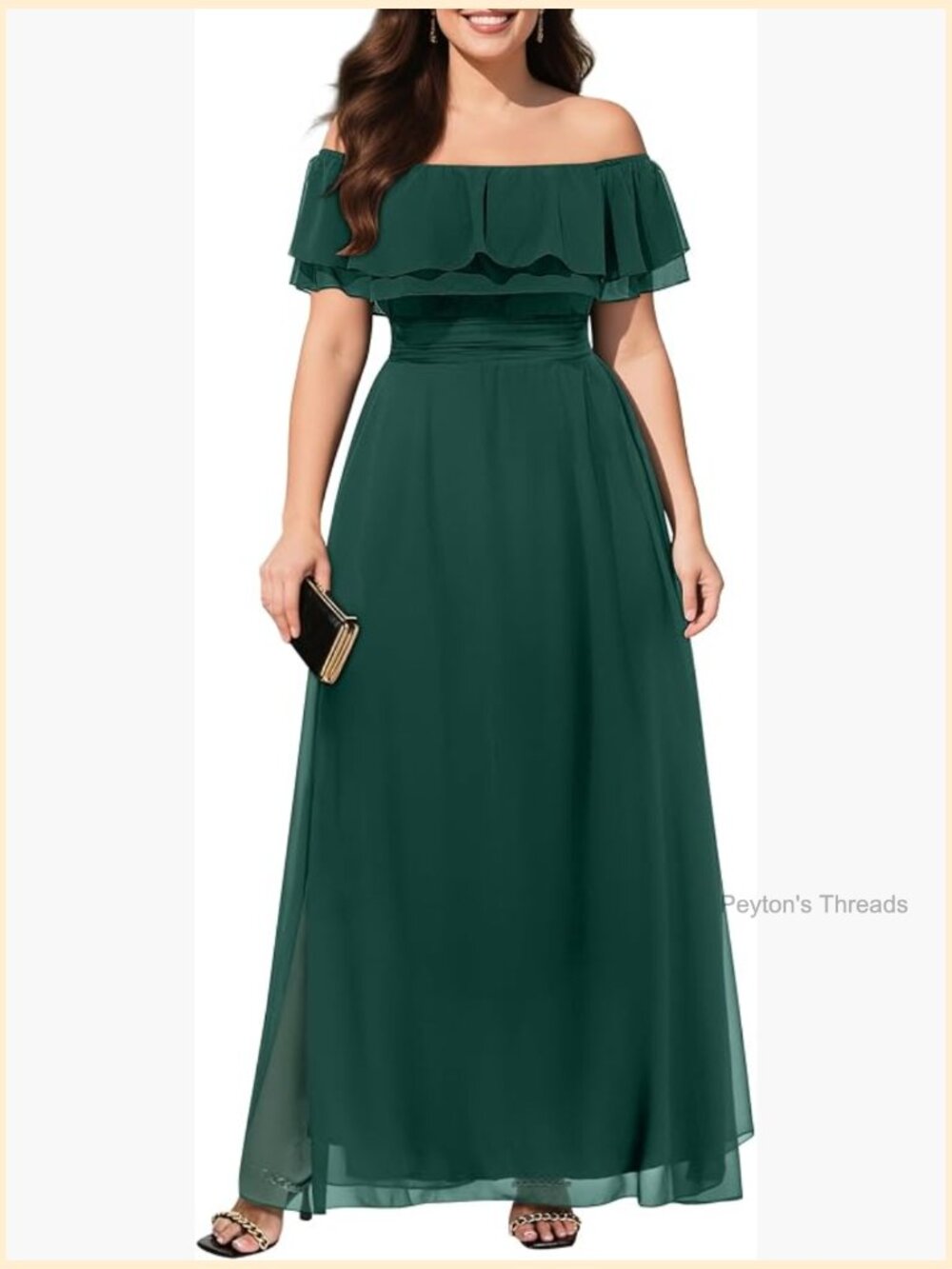 Off The Shoulder Chiffon Maxi Dress Plus Size Formal Bridesmaid